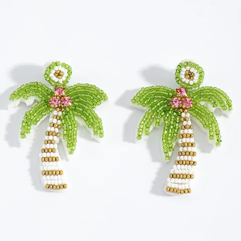BEADED PALM TREE EARRINGS