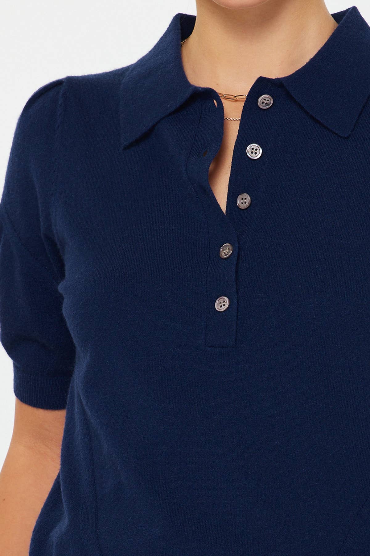 Short Sleeve Knit Polo Top