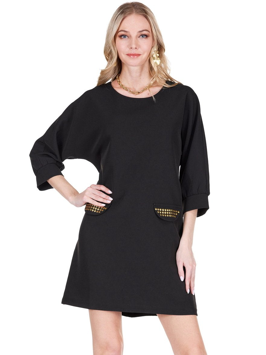 GOLD STUD SHIFT DRESS