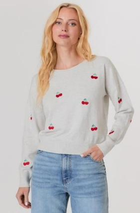 COTTON CHERRY CREW NECK - LIGHT GRAY