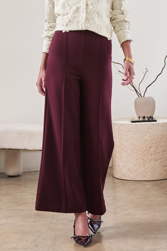 PONTE PANTS - BURGUNDY