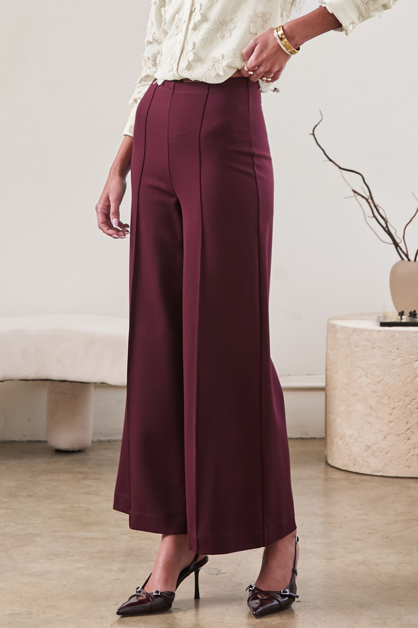 PONTE PANTS - BURGUNDY