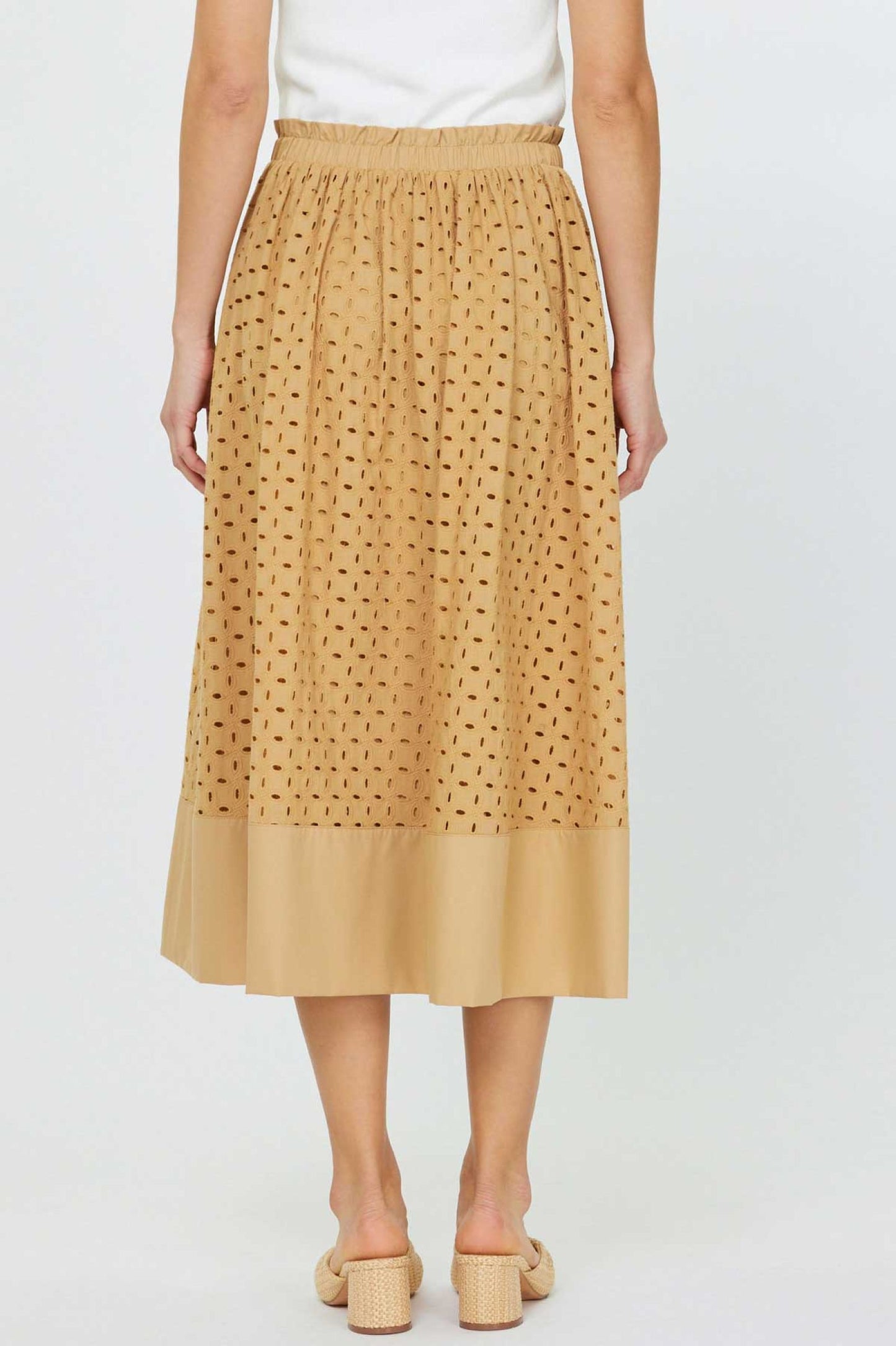 EYELET MIDI SKIRT - BUTTERSCOTCH