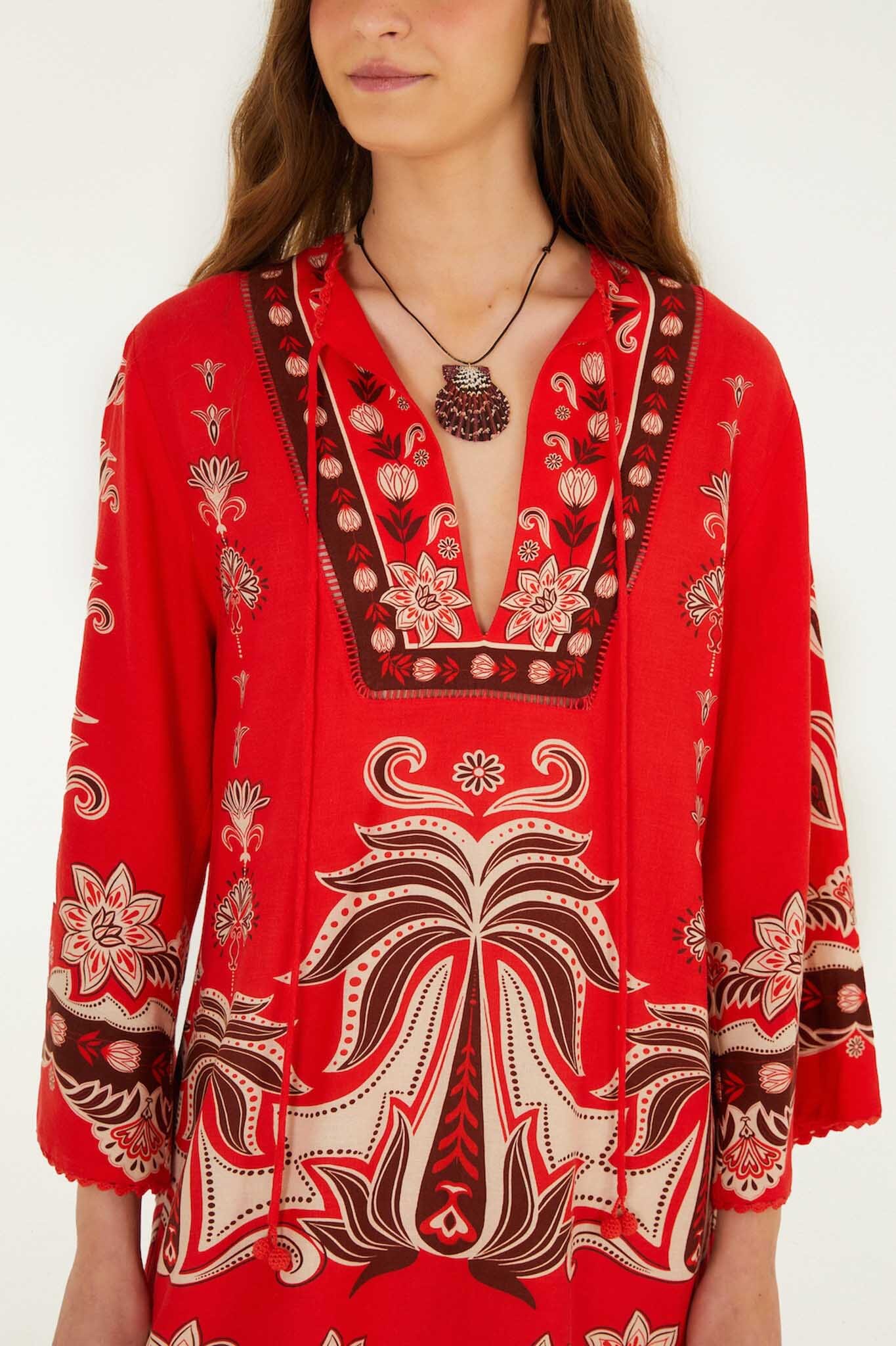 AINIKA GARDEN RED MINI DRESS