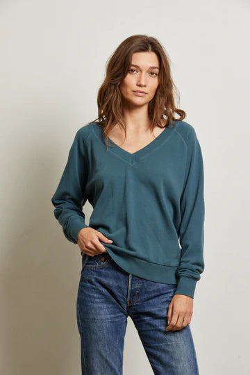 SINEAD VNECK SWEATSHIRT - SLATE