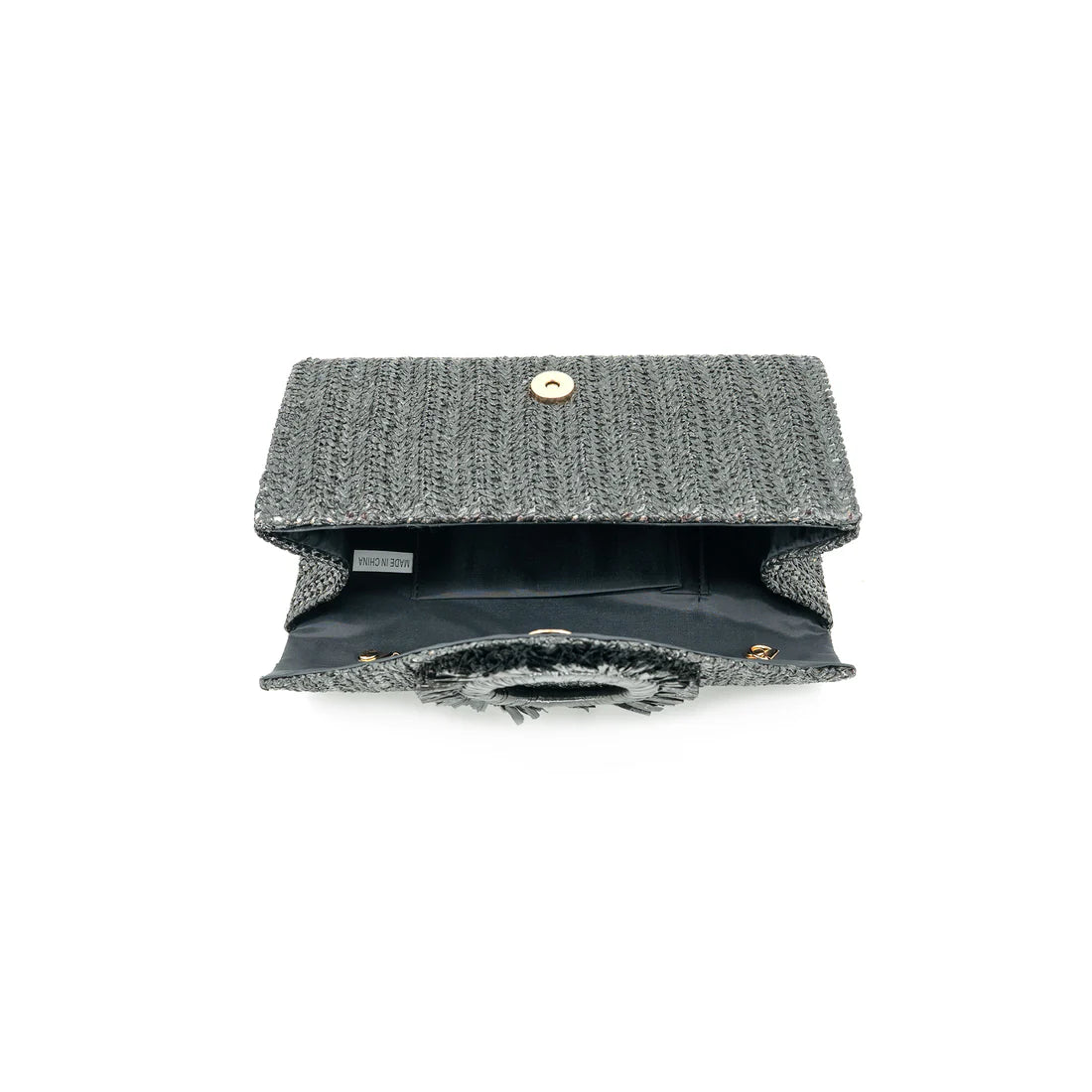 RAFFIA BLACK CLUTCH
