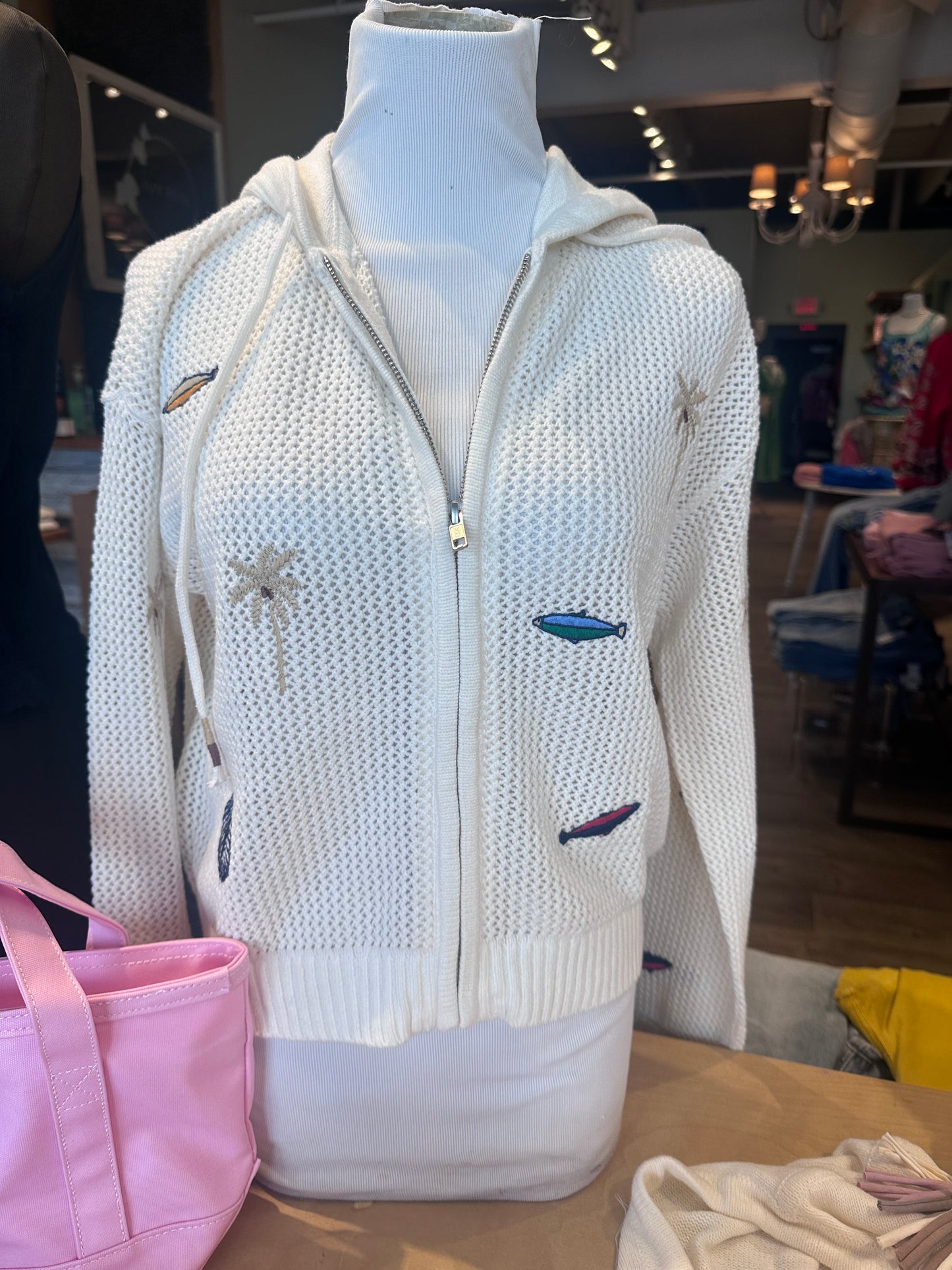 EDEN PALM TREE MESH CARDIGAN