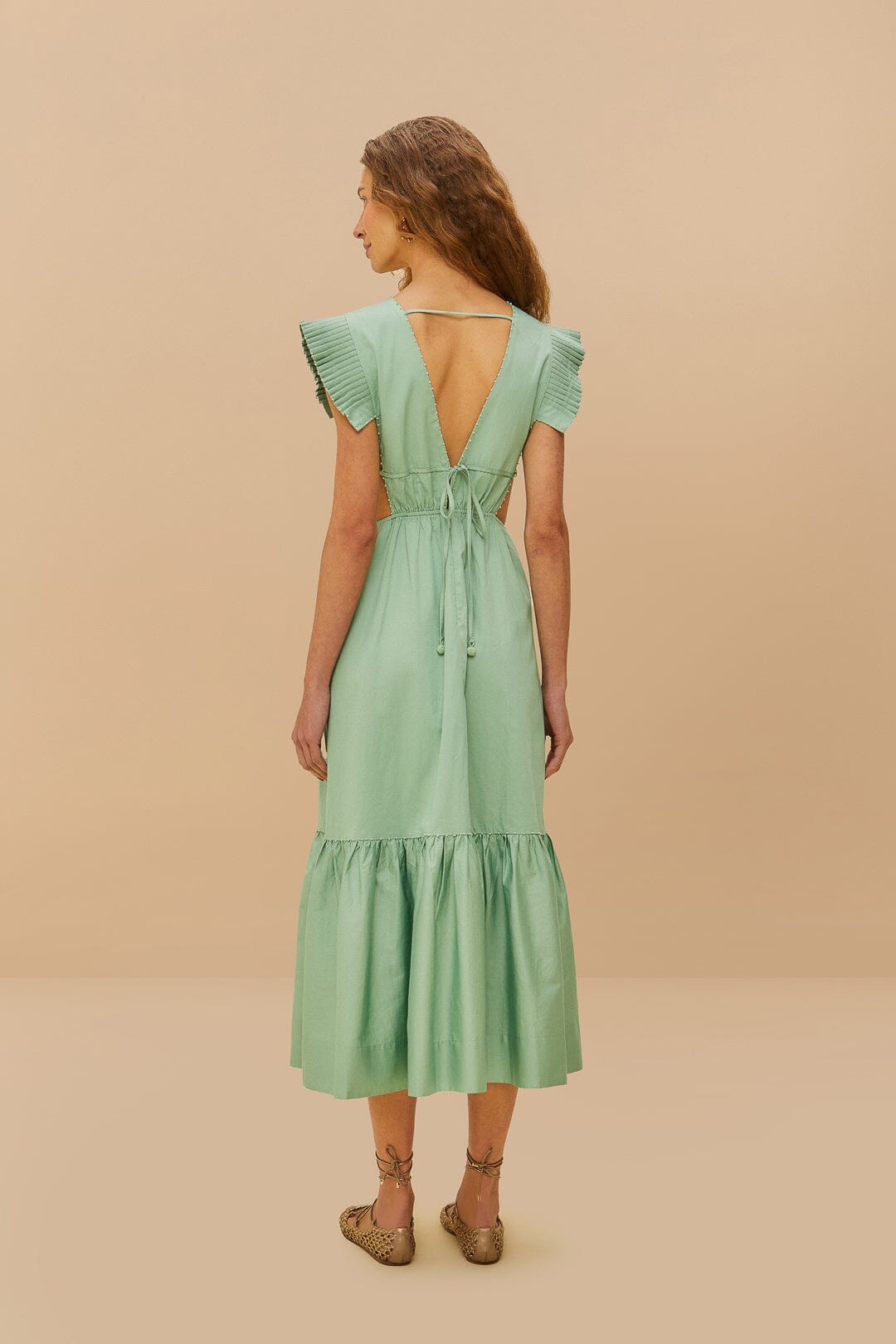 LIGHT GREEN BUTTERFLY MIDI DRESS
