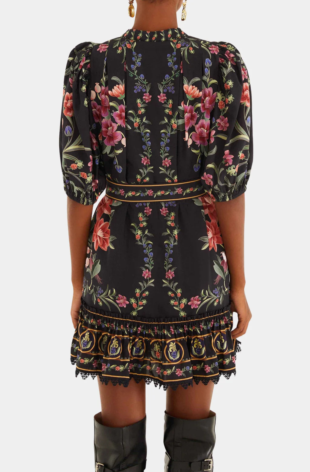 BELLE GARDEN BLACK MINI DRESS