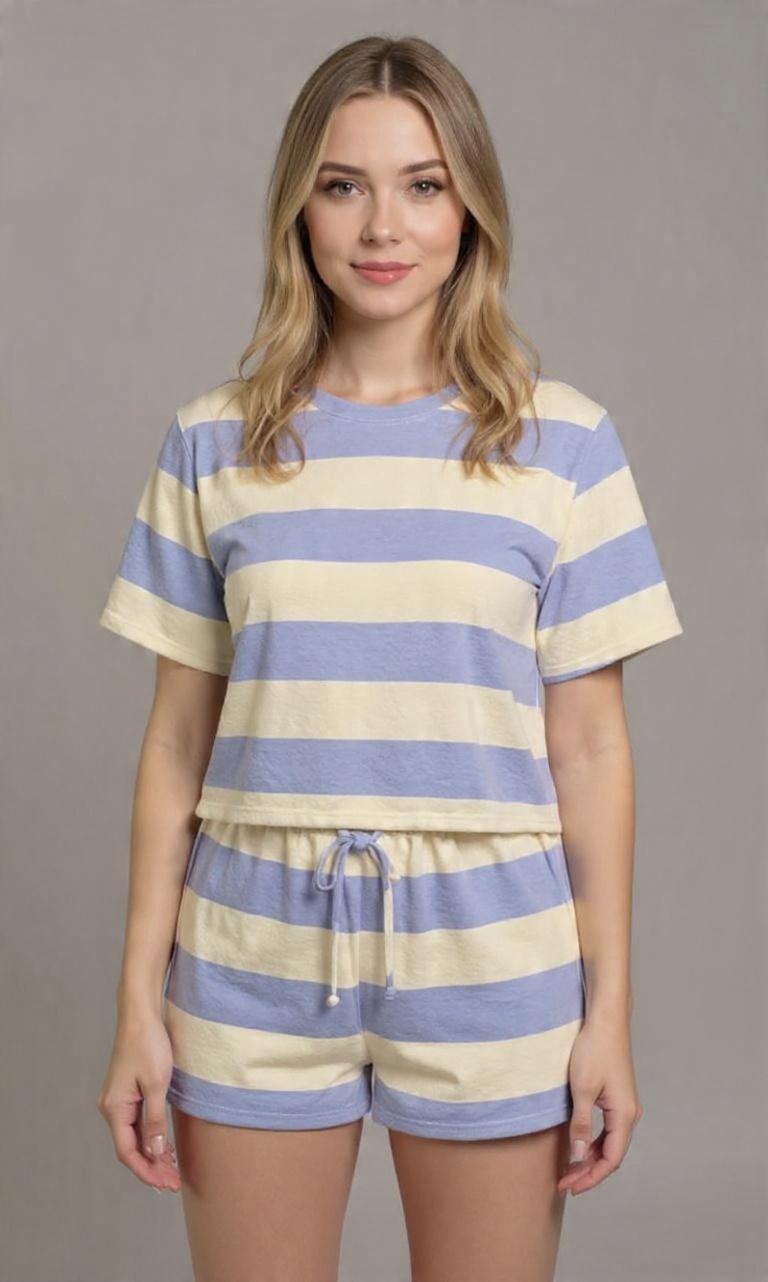BLUE STRIPED SET - SHORTS AND TEE