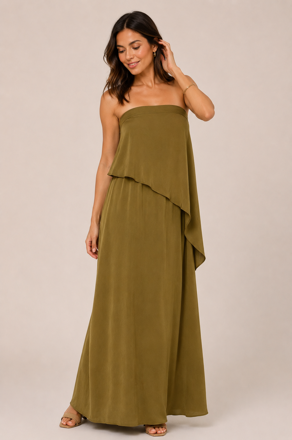 Strapless Tiered Dress - Avocado