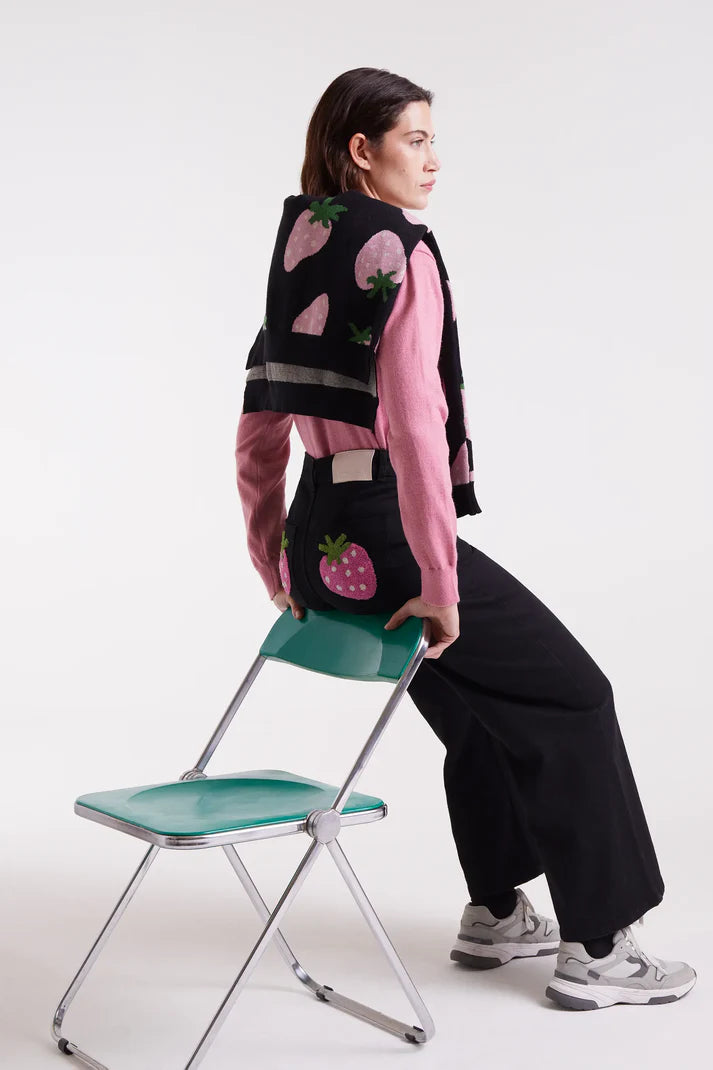 STRAWBERRY PATCH DENIM - BLACK