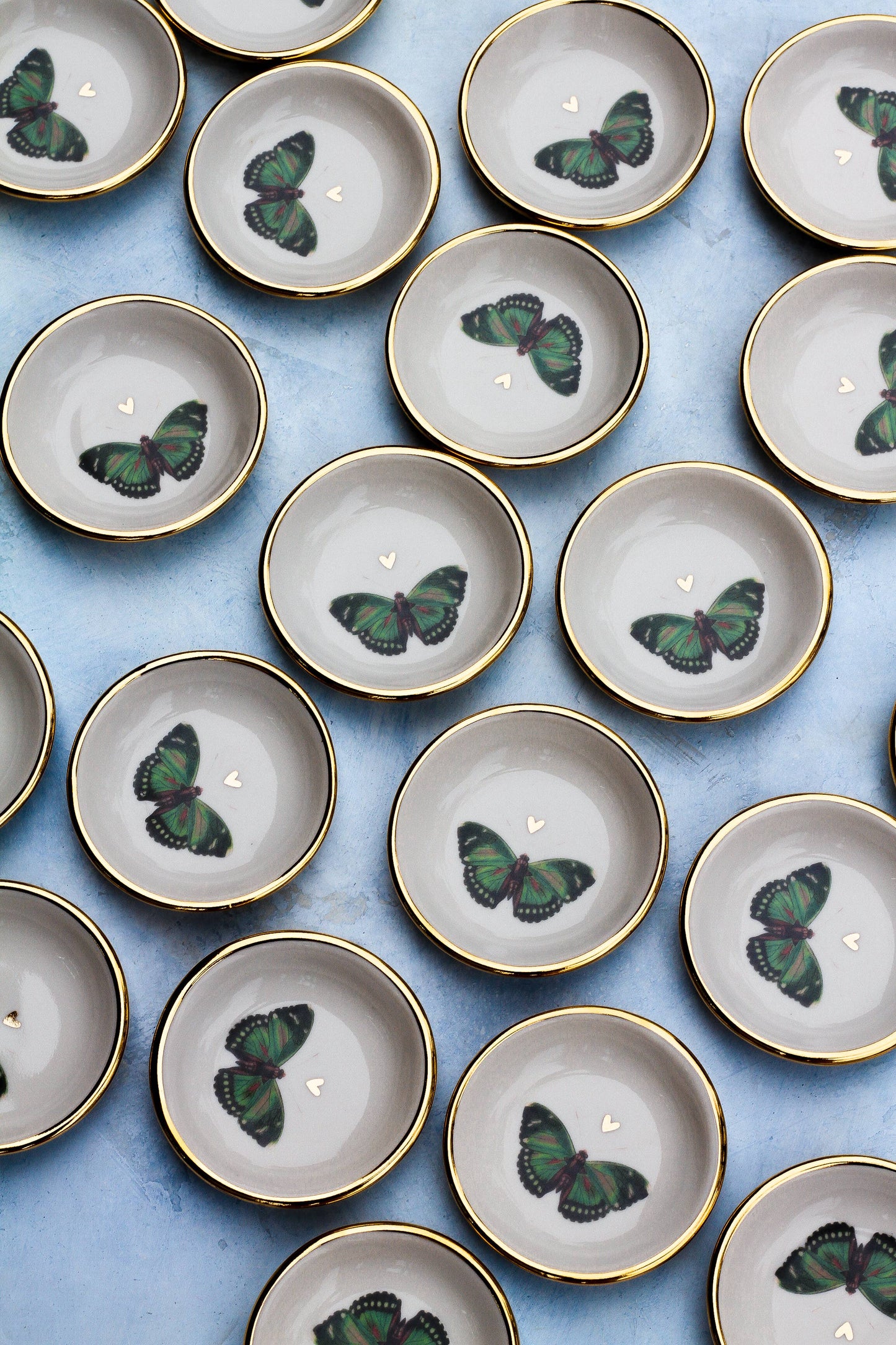 Green Butterfly with Heart Trinket Dish | Ring Dish