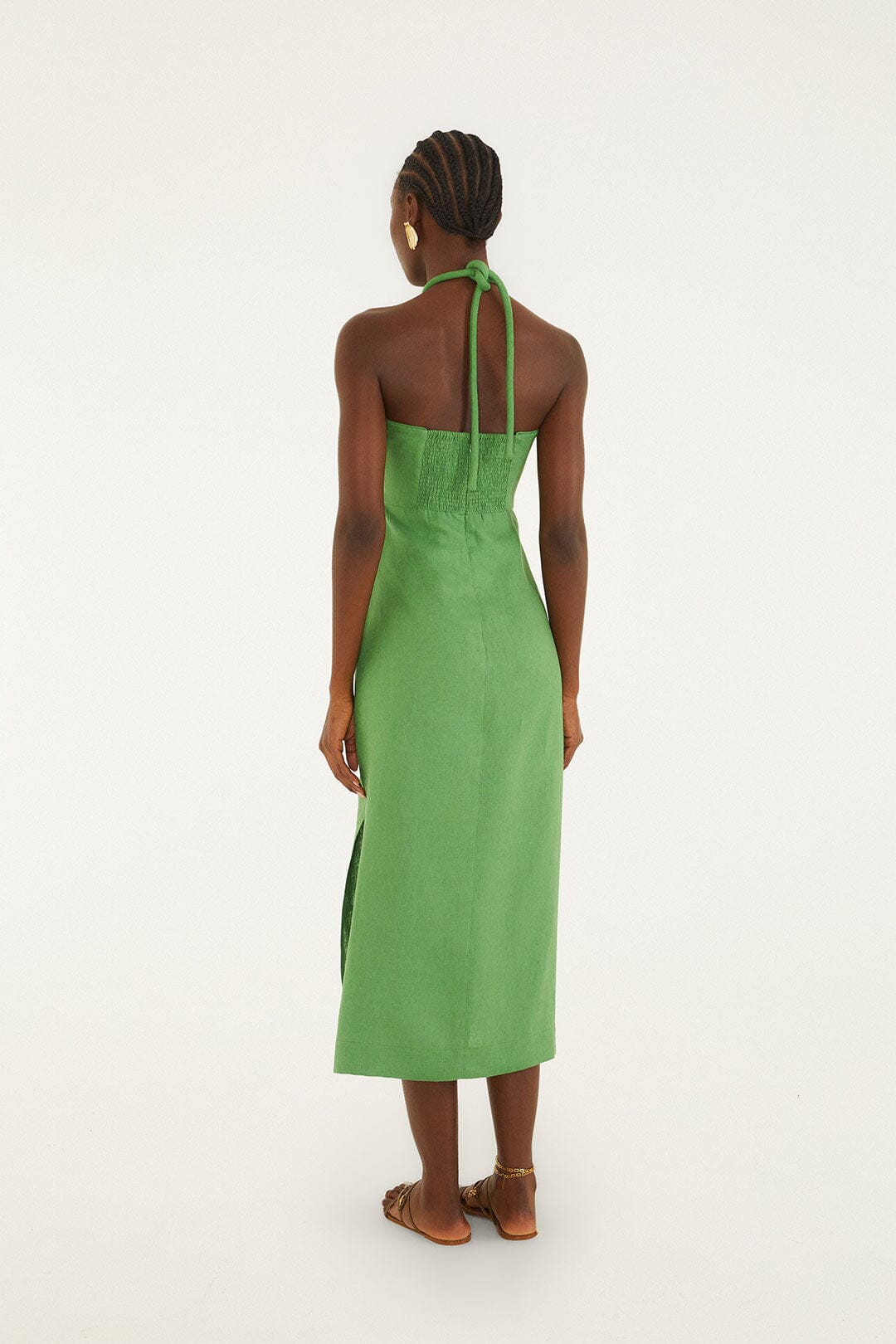 GREEN PALM TREE MIDI DRESS