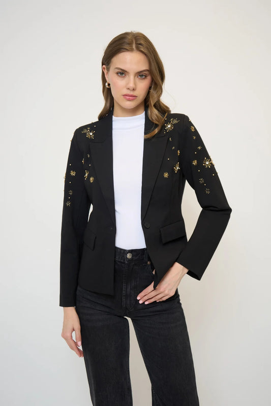 CRYSTAL EMBELLISHED TUXEDO JACKET