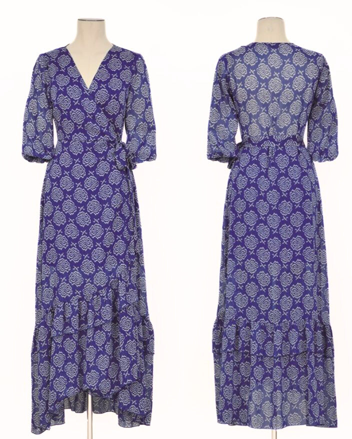 LADIES WOVEN DRESS - BLUE MATHILDE