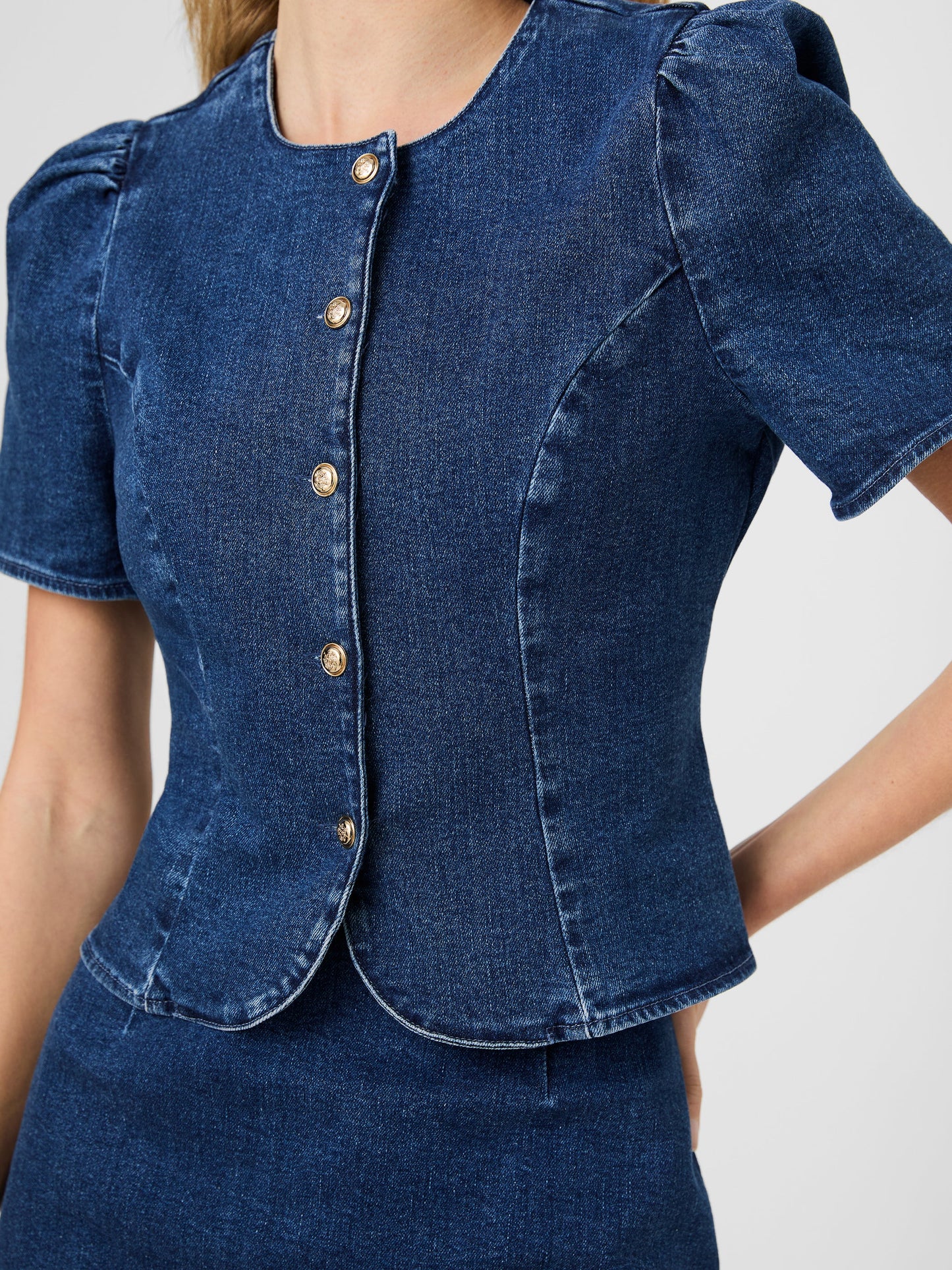 DELANCEY DENIM BUTTON FRONT TOP