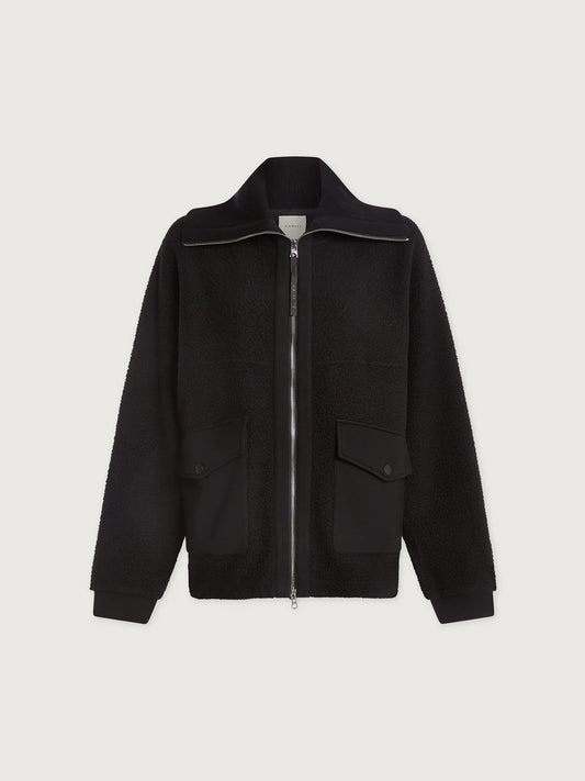 ELEANOR PATCH POCKET FLEECE - BLACK