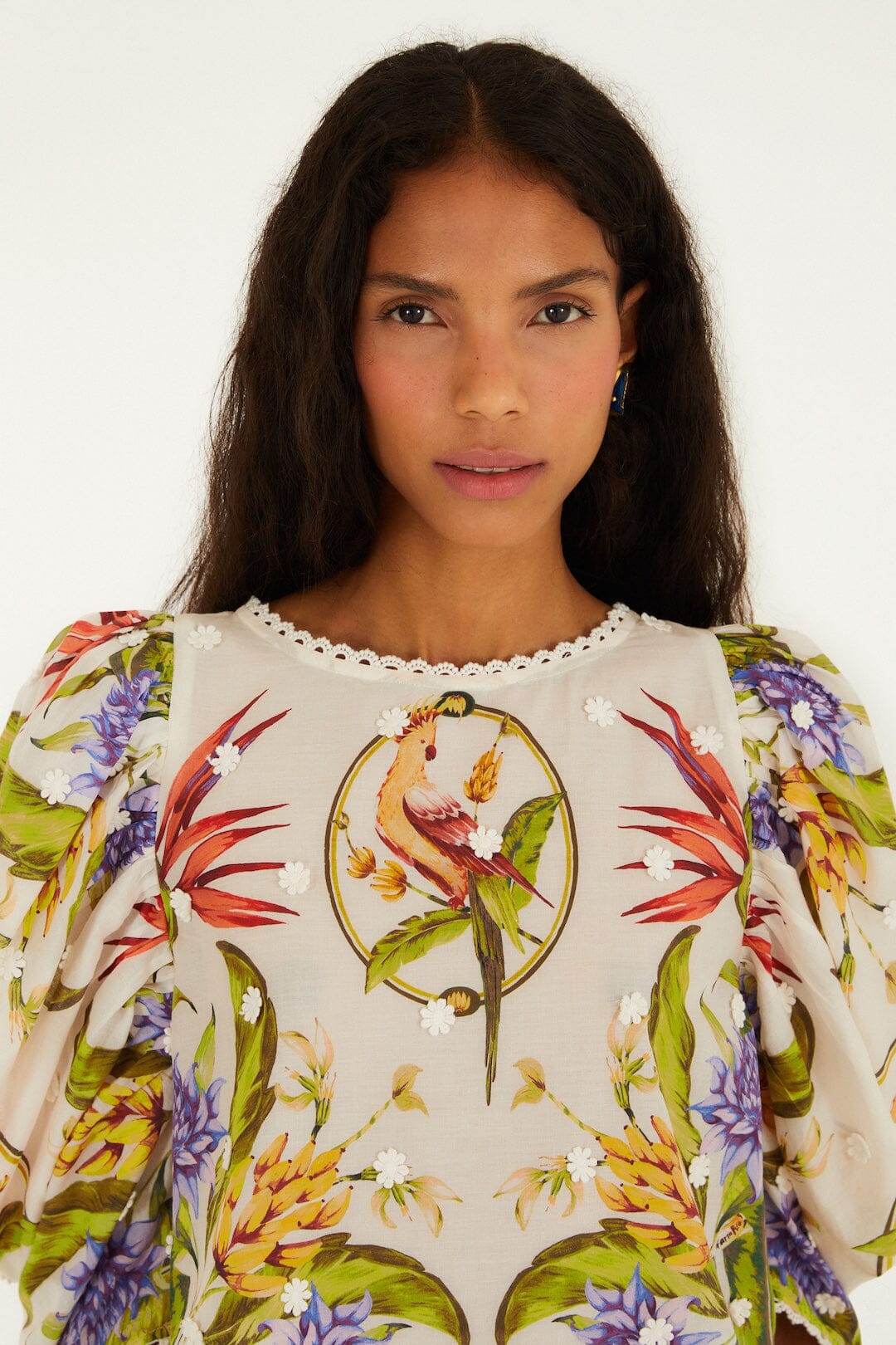 TROPICAL SCARF SAND GREEN BLOUSE
