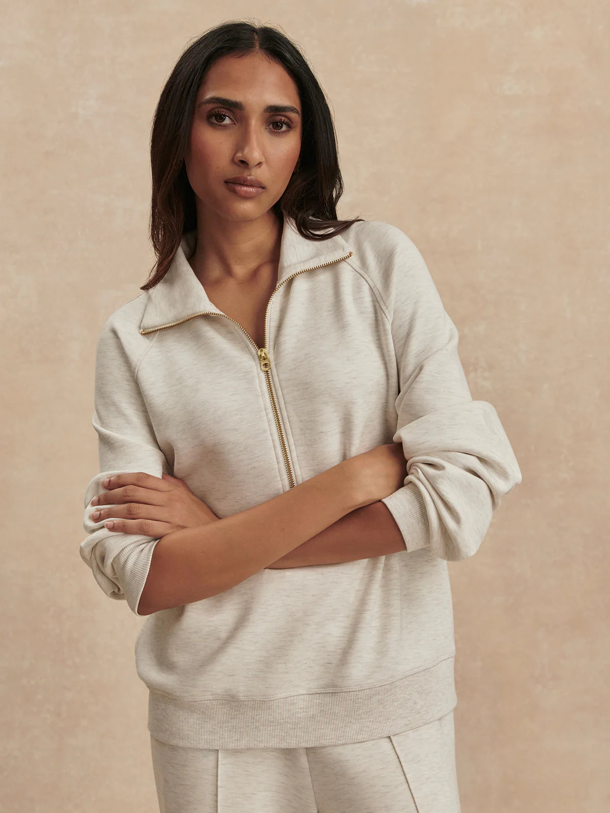 SELENE HALF ZIP - IVORY MARL