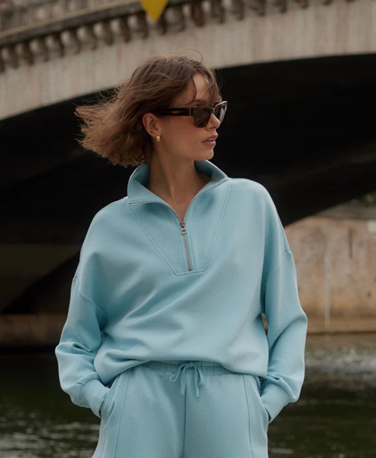 HAWLEY HALF ZIP KNIT - PORCELIN BLUE