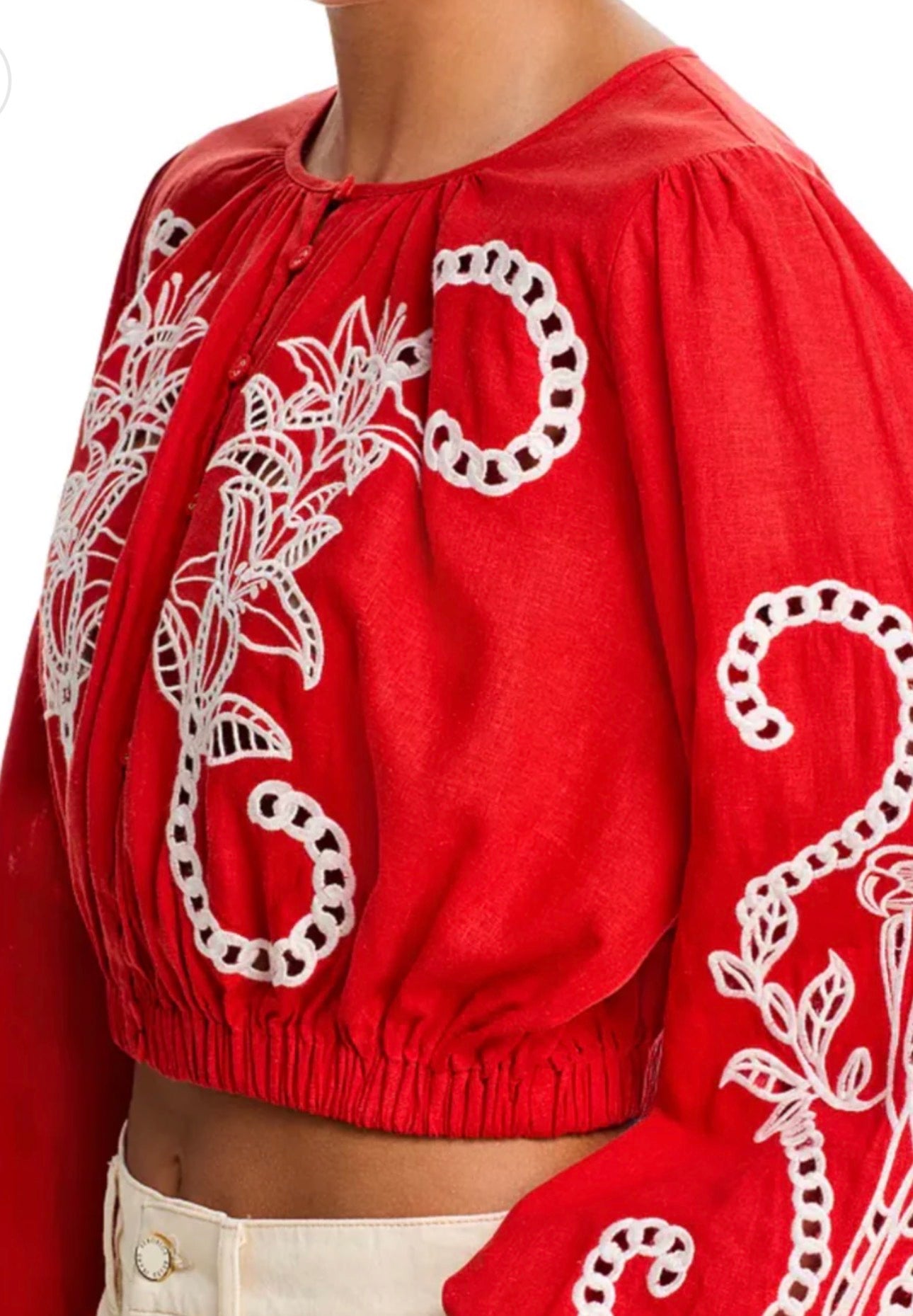 RICHELIEU LONG SLEEVE BLOUSE - RED