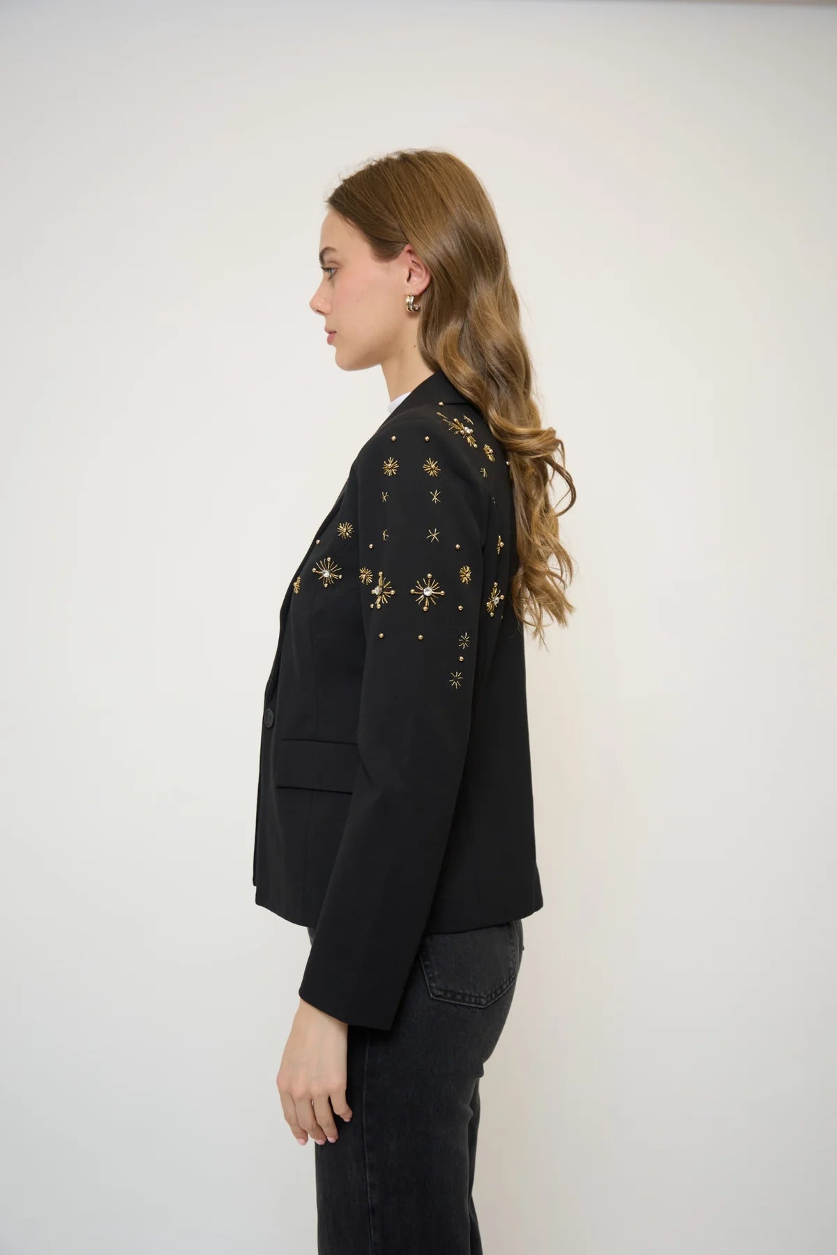 CRYSTAL EMBELLISHED TUXEDO JACKET