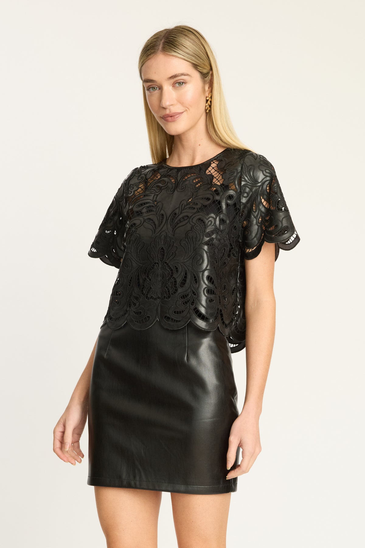 KANT FAUX LEATHER TOP