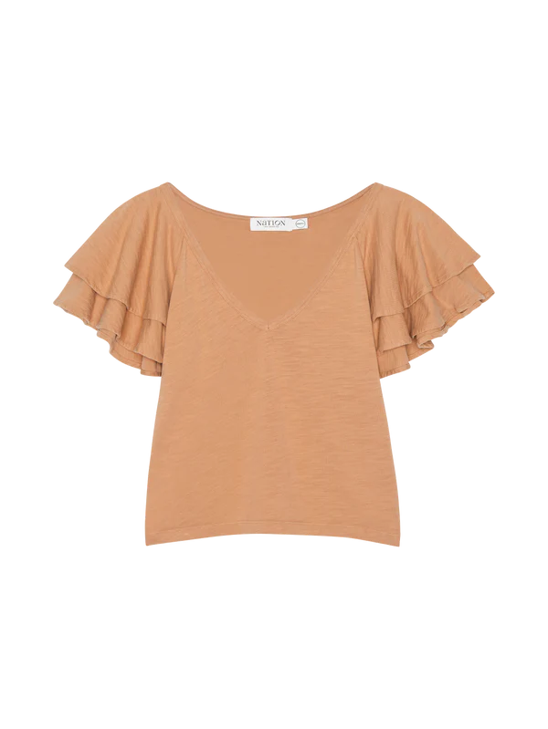 CADEE V-NECK TOP - LATTE