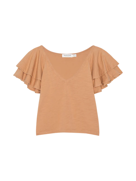 CADEE V-NECK TOP - LATTE