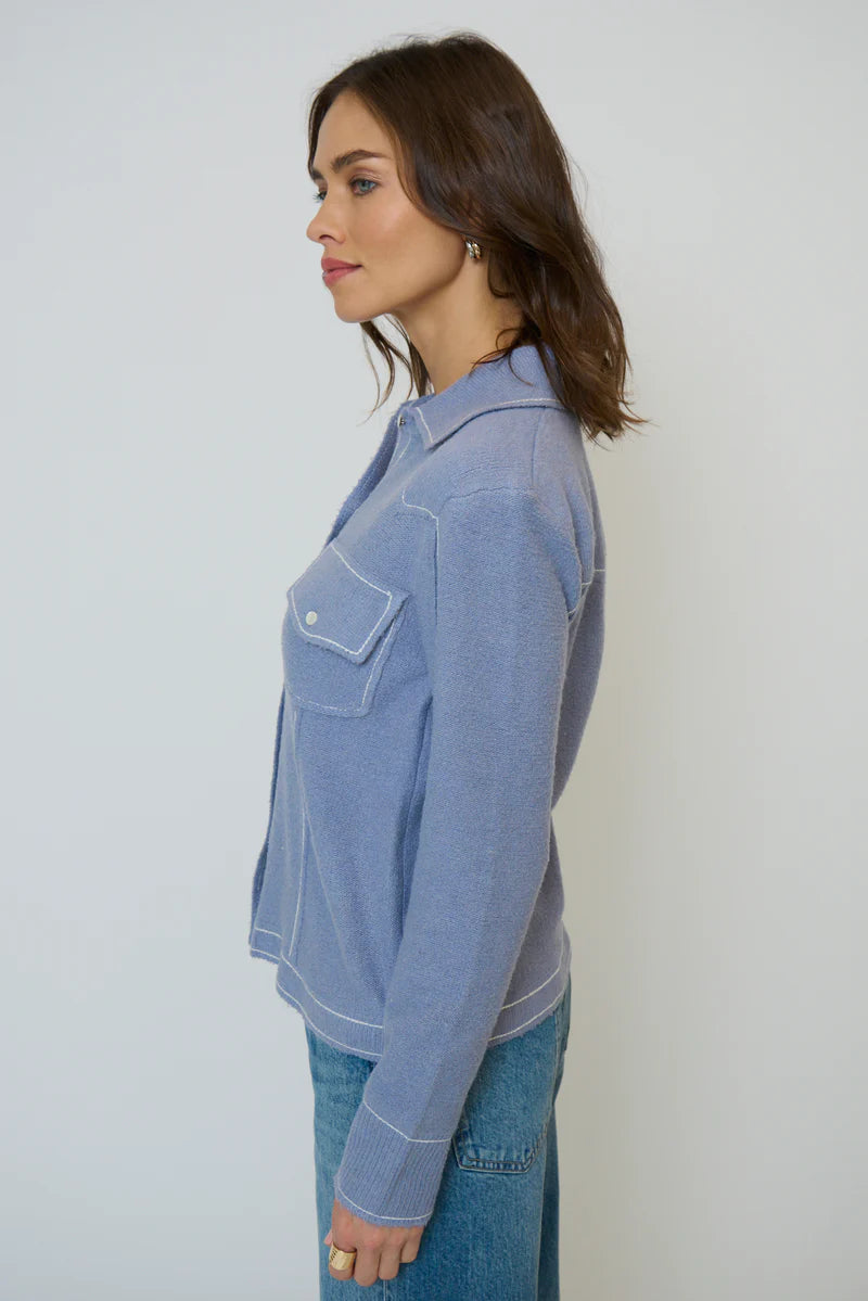 DASH WESTERN SWEATER BUTTON UP - BLUE