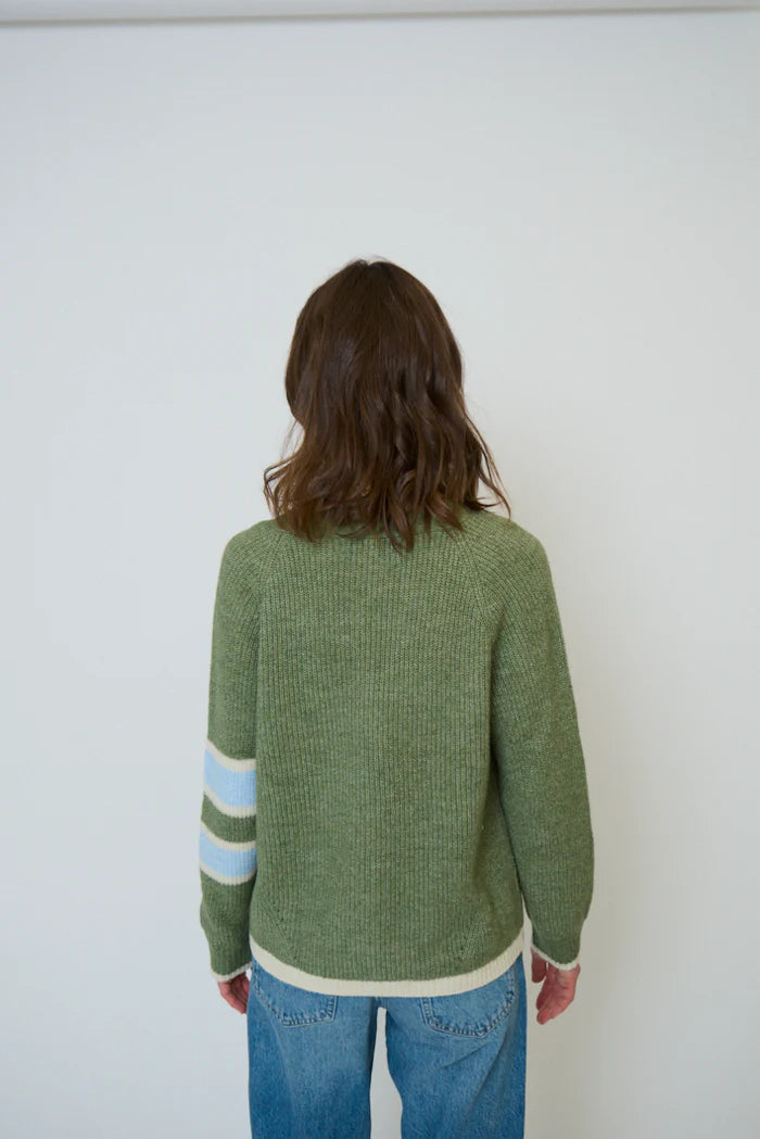 MARLEY VARSITY CARDIGAN - GREEN