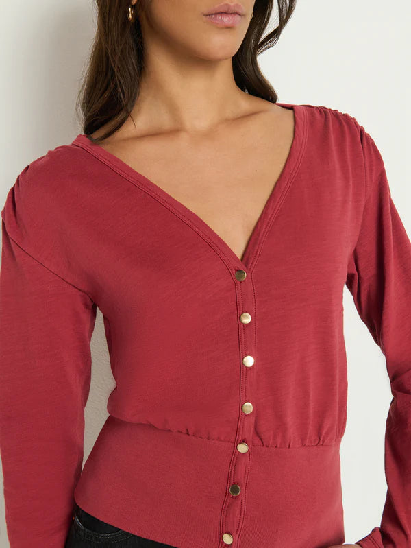 COLETTE CARDIGAN TOP - RUSSET