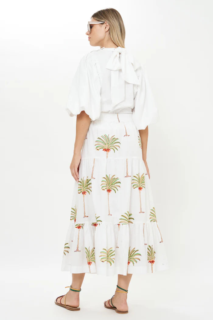 BUTTON FRONT SKIRT - PALM
