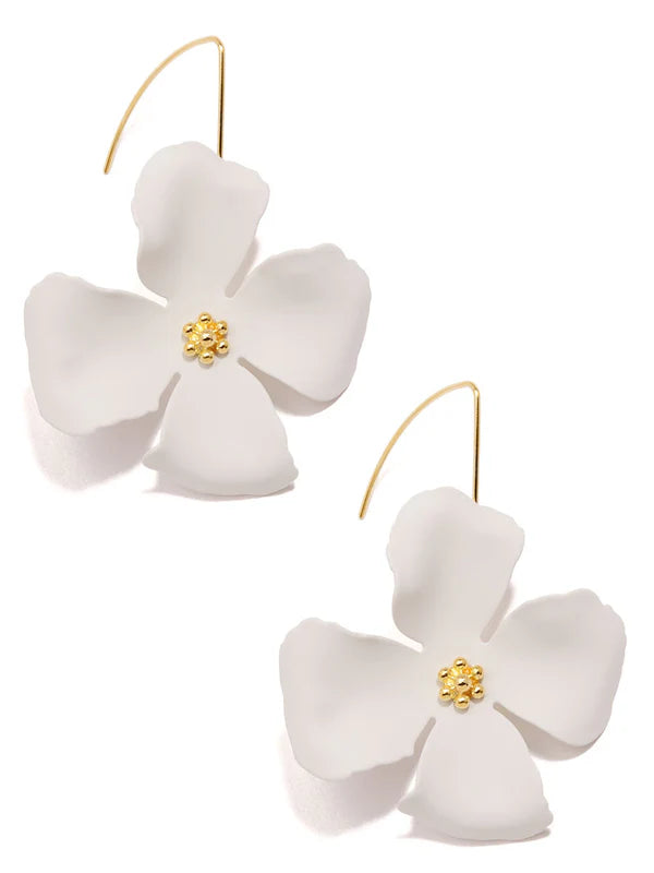 MATTE FLOWER THREADER DROP EARRING