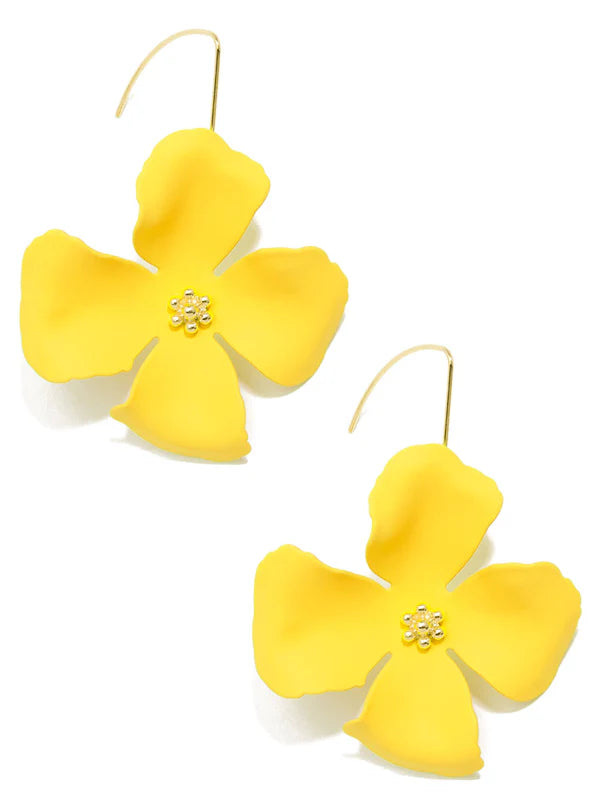MATTE FLOWER THREADER DROP EARRING