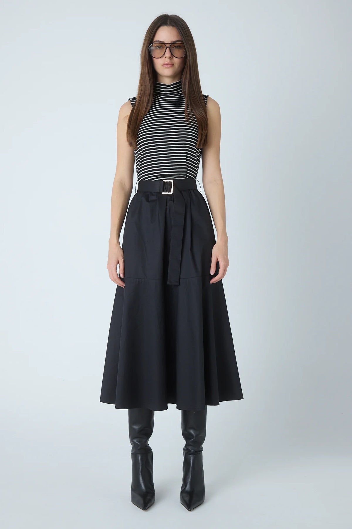 NAVA BLK/WHT STRIPE DRESS