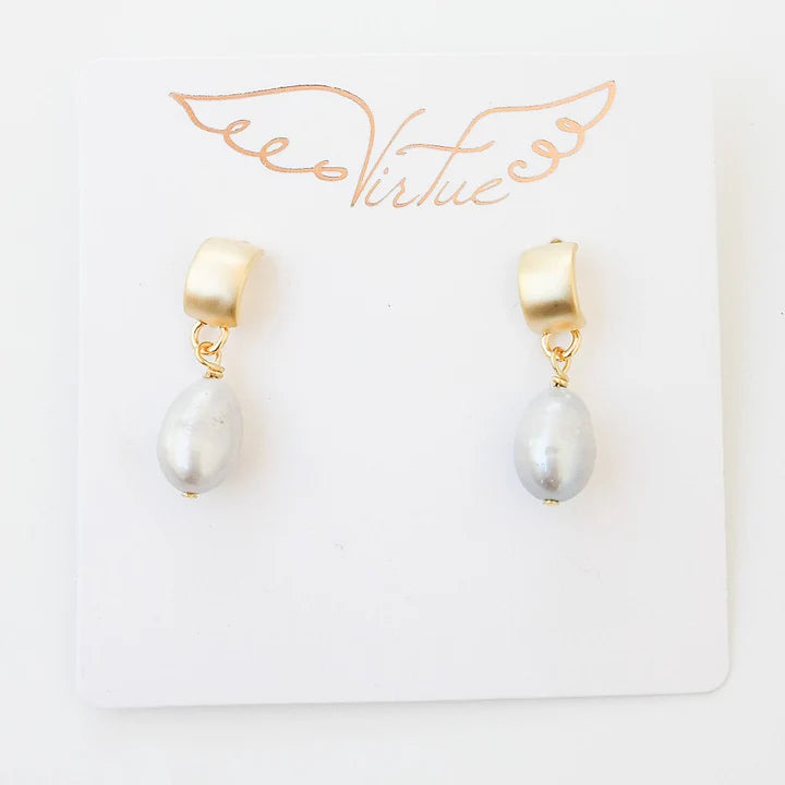 Pearl Semi Hoop Earrings