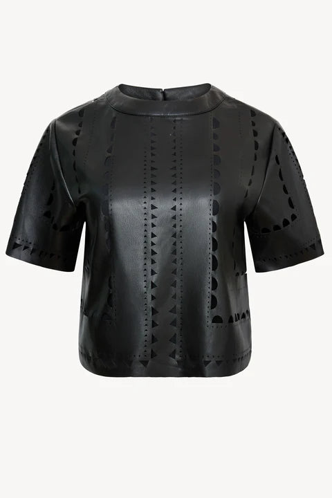 ANISA TOP-BLACK VEGAN LEATHER