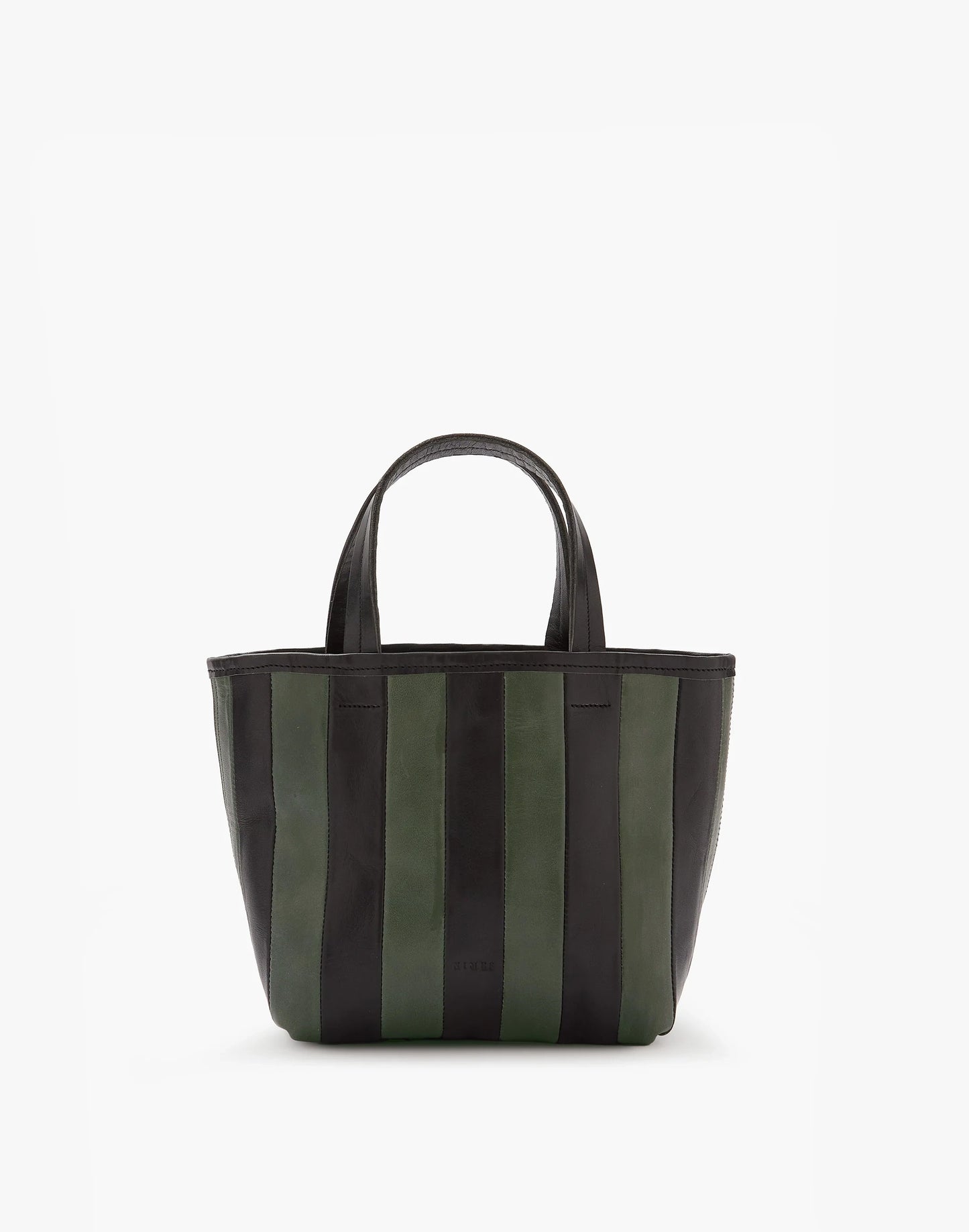 LEATHER STRIPED GORETTI BAG - BLK/GRN
