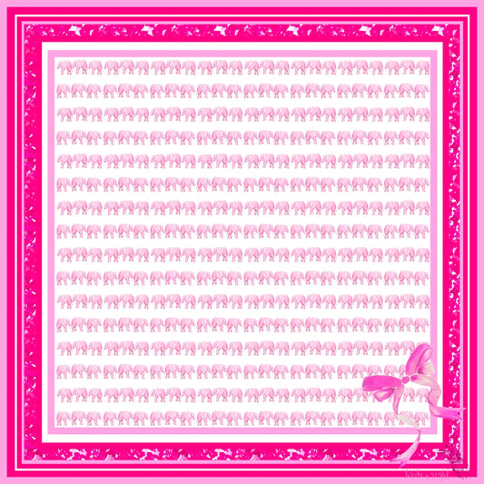 PINK ELEPHANT SILK SCARF