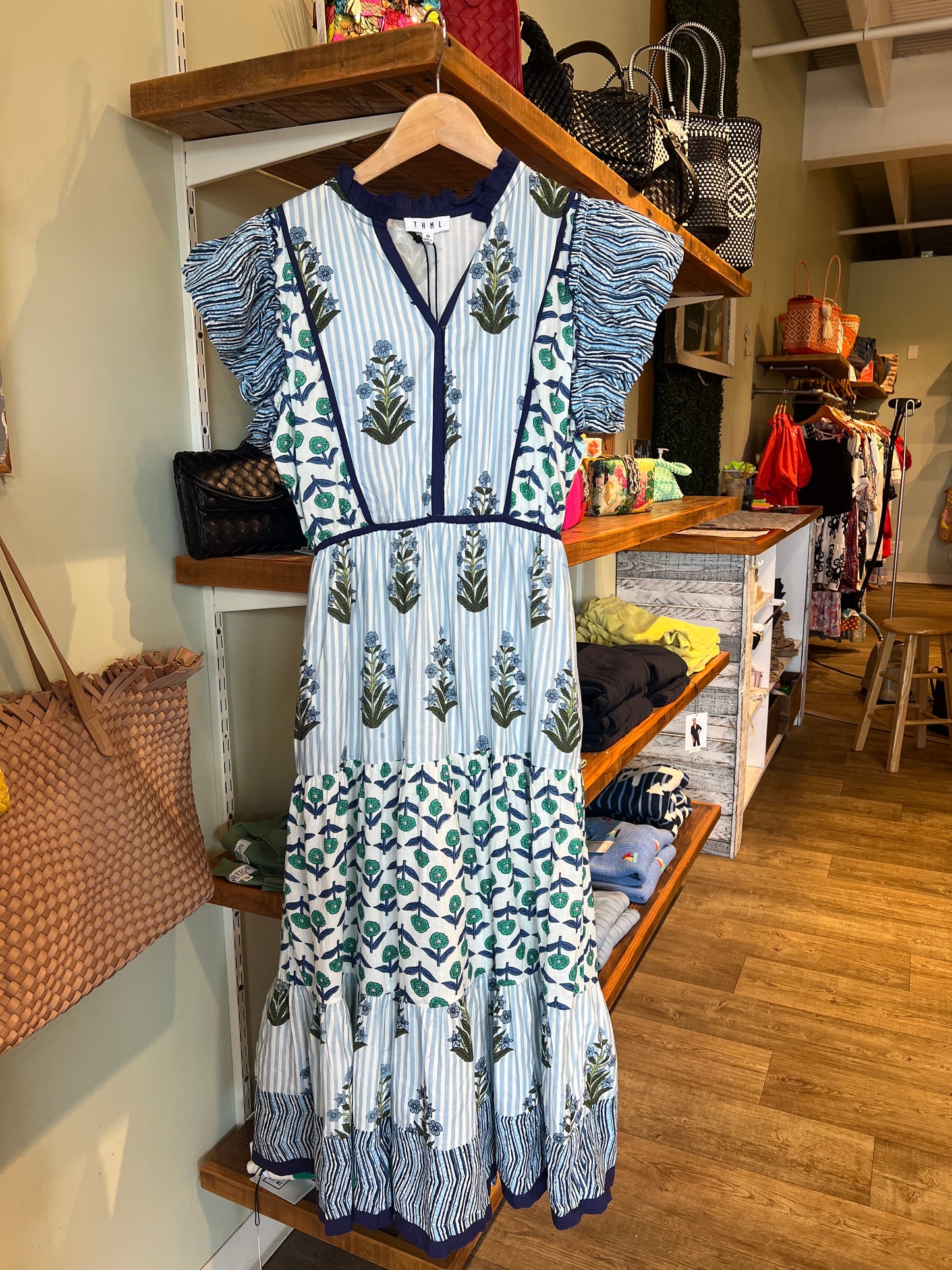 BLOCK PRINT MIDI DRESS