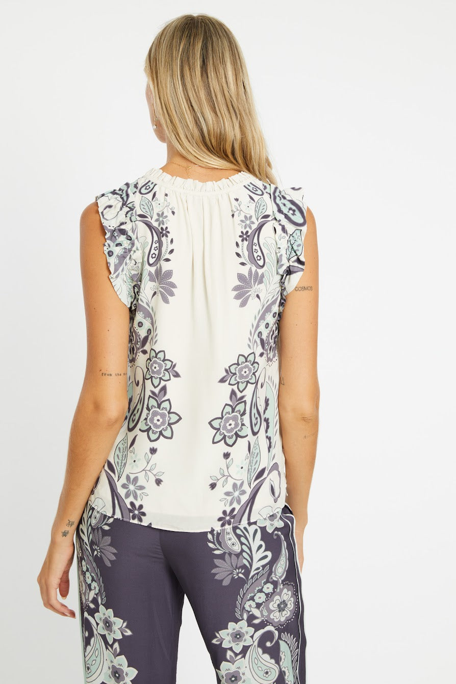 ALANI IVORY PROTEA PAISLEY TOP