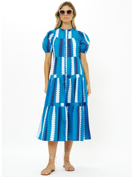SCOOP TIERED MIDI-BLUE