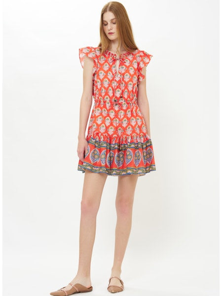 CINCHED FLIRTY SHORT DRESS-PATNA RED