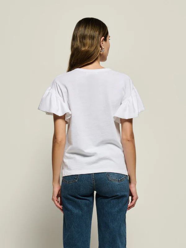 CAMILLE RUFFLE SLV TOP-WHITE