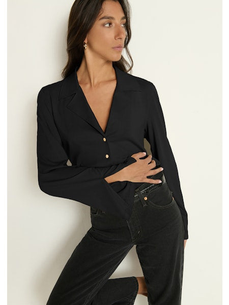CASSIDY BUTTON UP SHIRT-BLACK