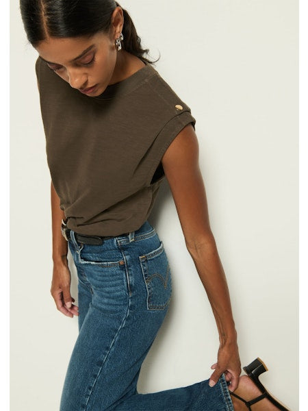 MARINA MUSCLE TEE W SHOULDER-ESPRESSO