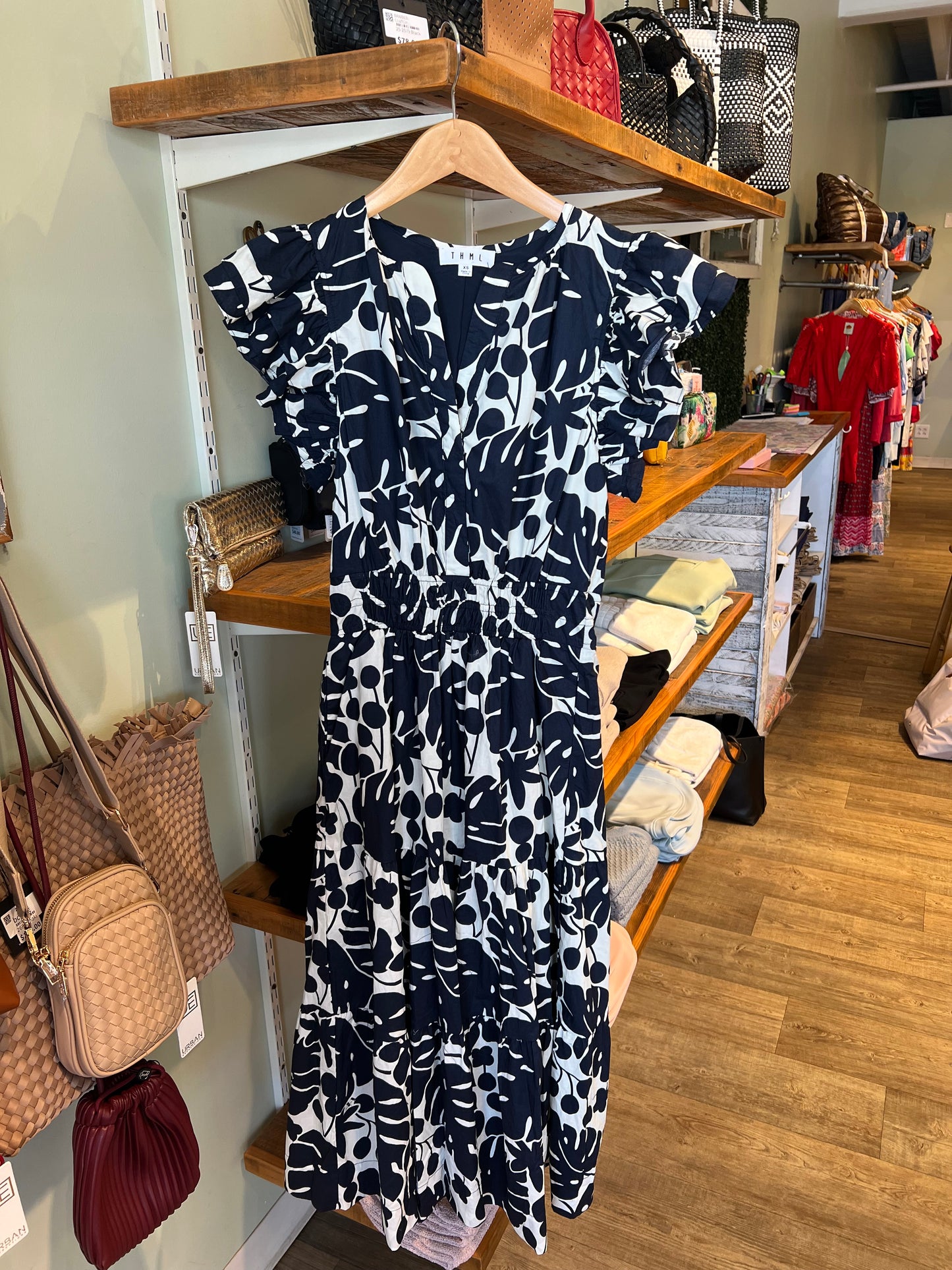 PRINTED MAXI DRESS - NAVY
