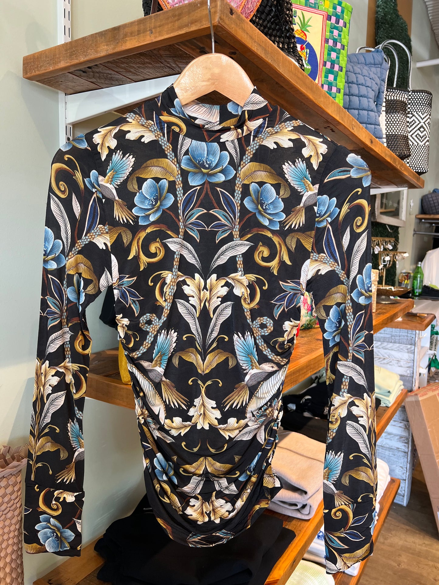 SNAKE GARDEN BLACK JERSEY BLOUSE